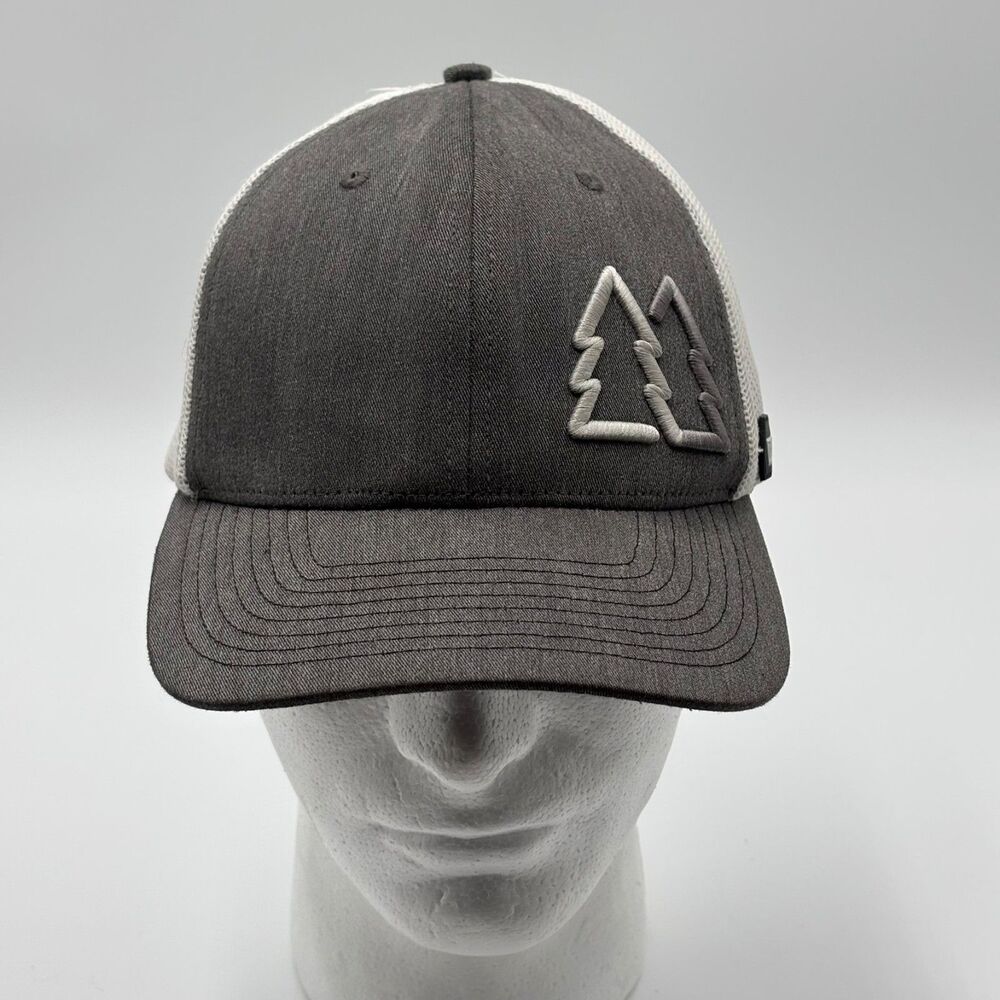 WUE Pines Outdoorsy Trucker Hat Grey White Gorpcore Hiking Snapback
